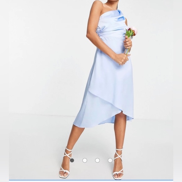 TFNC one shoulder midi dress in light blue - Picture 1 of 7